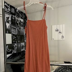 burnt orange ribbed mini dress
